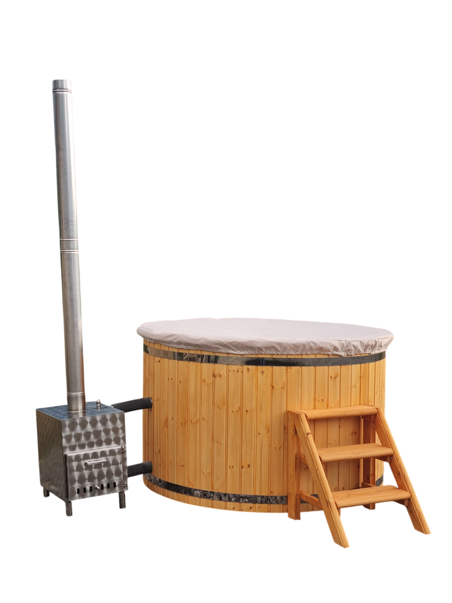 Ciubăr rotund din plastic cu sobă exterioară / fără capac 2 - imagine 12