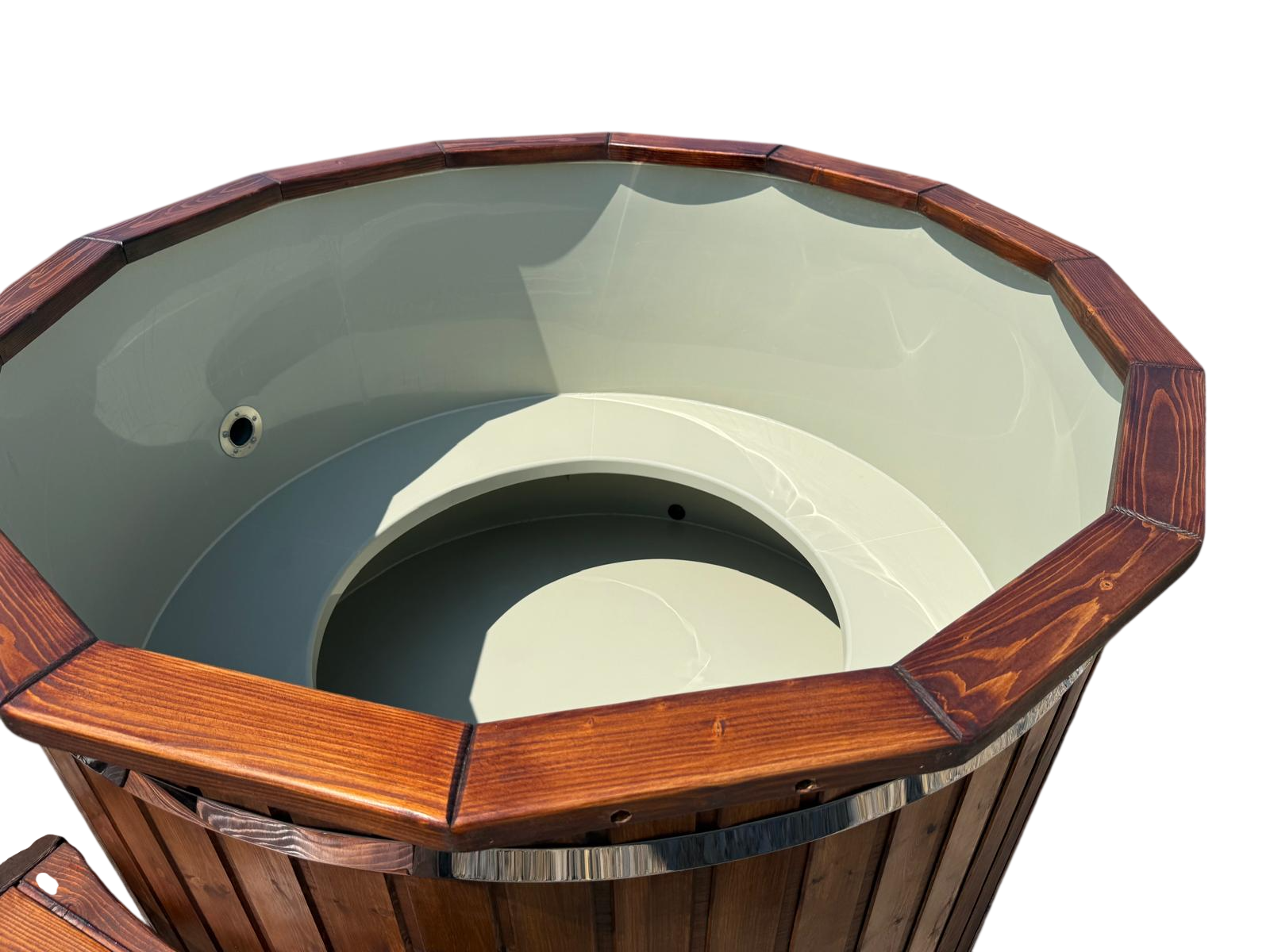 Ciubăr rotund din plastic cu sobă exterioară / fără capac 2 - imagine 6