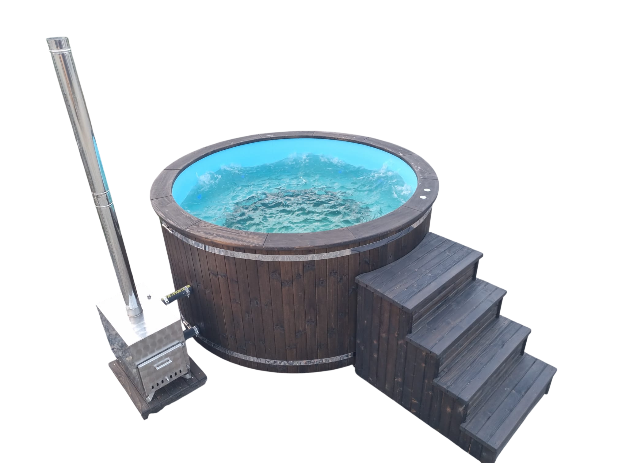 Jacuzzi rotund din plastic cu sobă exterioară / fără capac