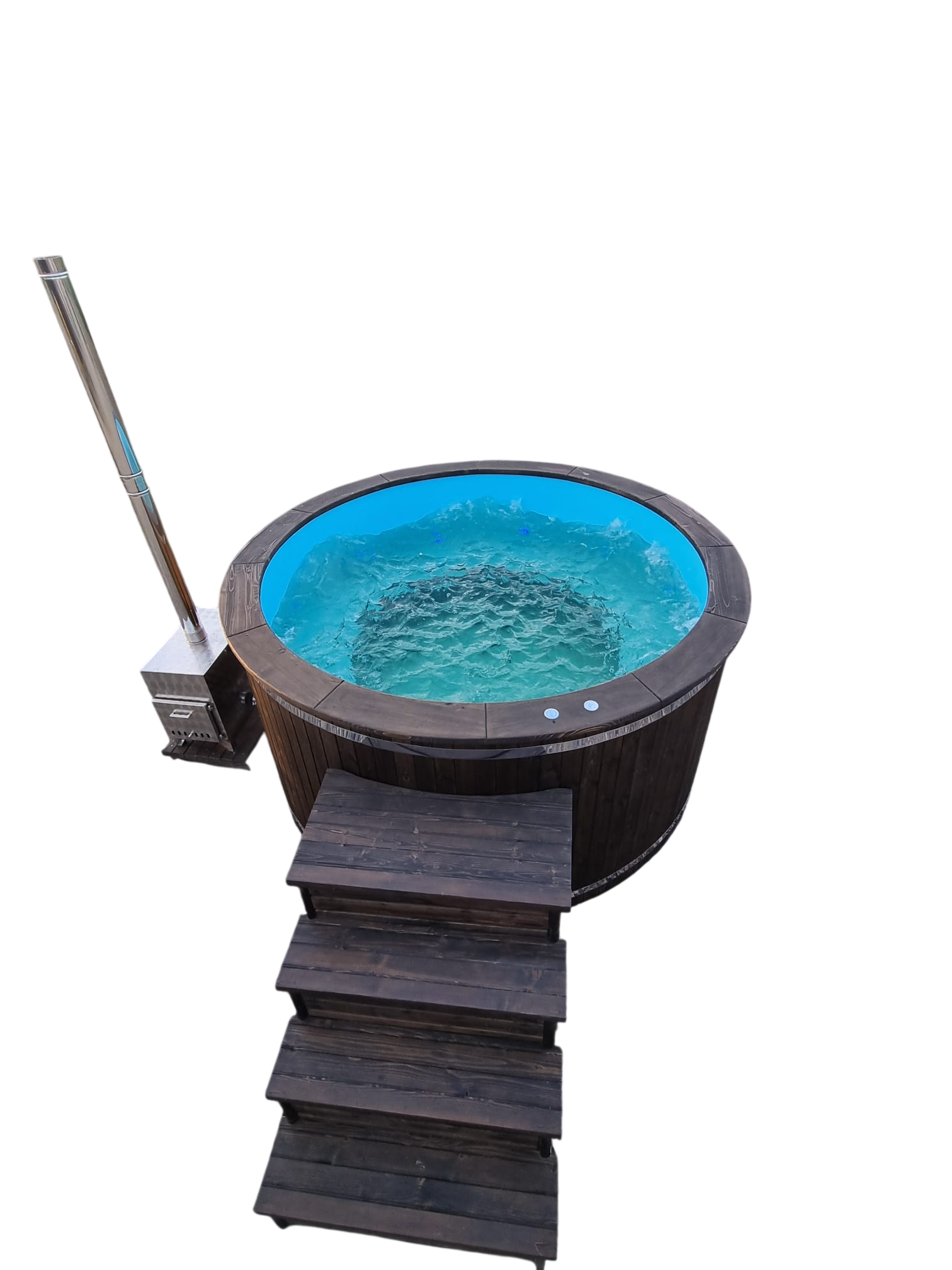 Jacuzzi rotund din plastic cu sobă exterioară / fără capac - imagine 3