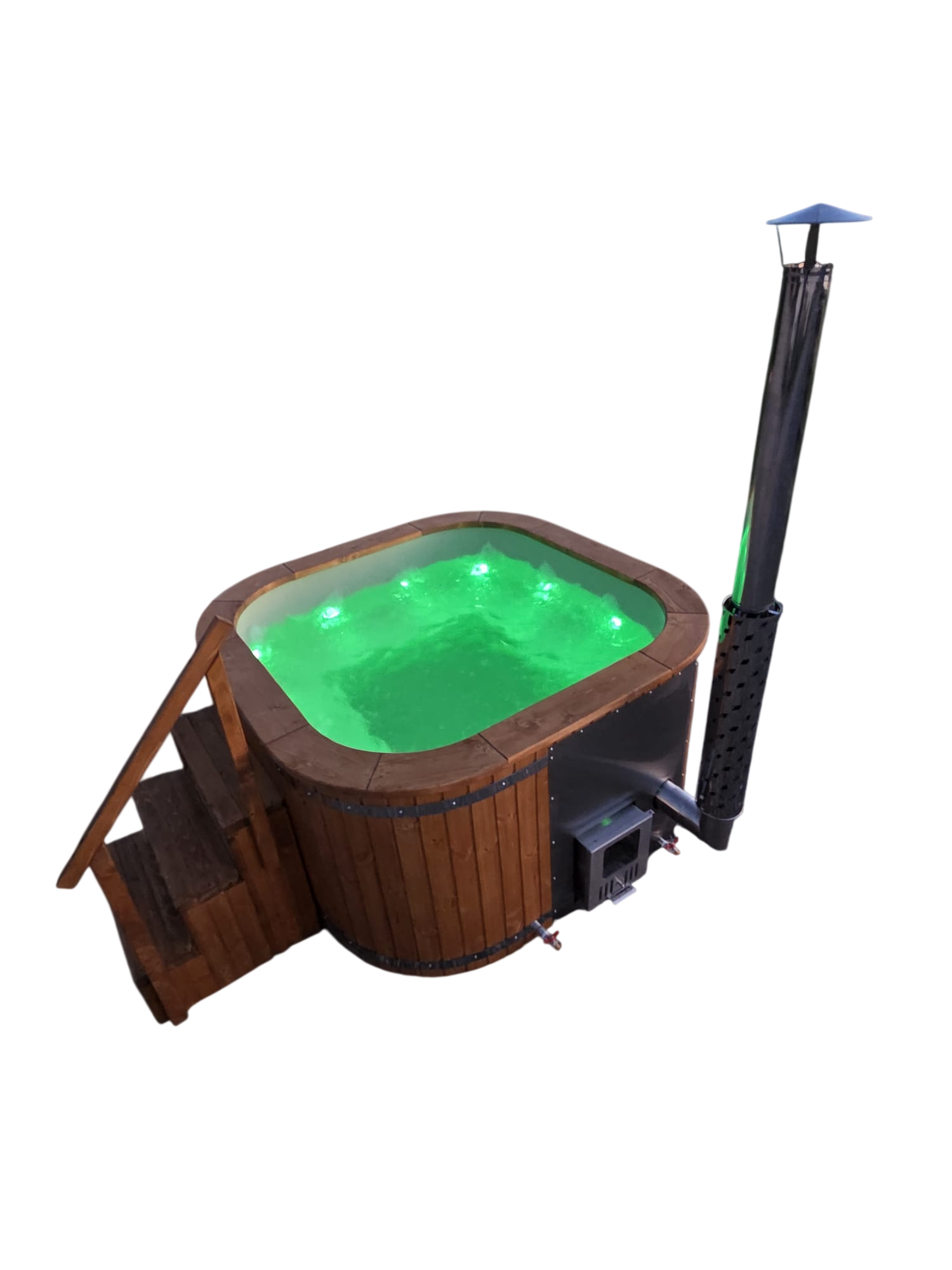 Jacuzzi pătrat cu sobă încorporată / capac izolat - imagine 4