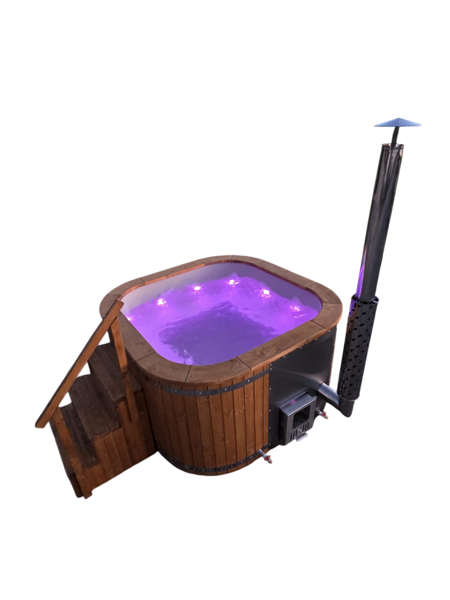 Jacuzzi pătrat cu sobă încorporată / capac izolat - imagine 2