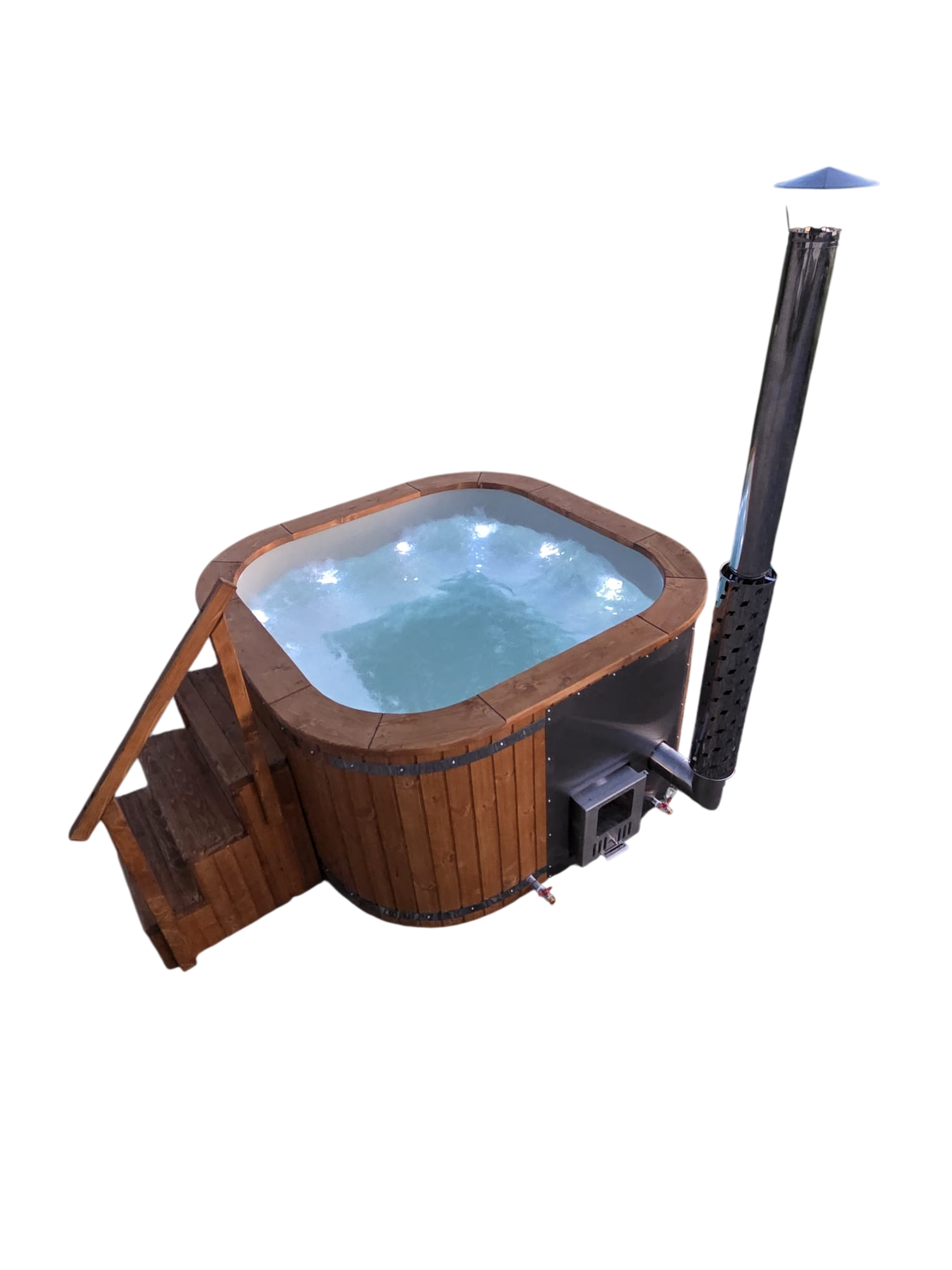 Jacuzzi pătrat cu sobă încorporată / capac izolat - imagine 7