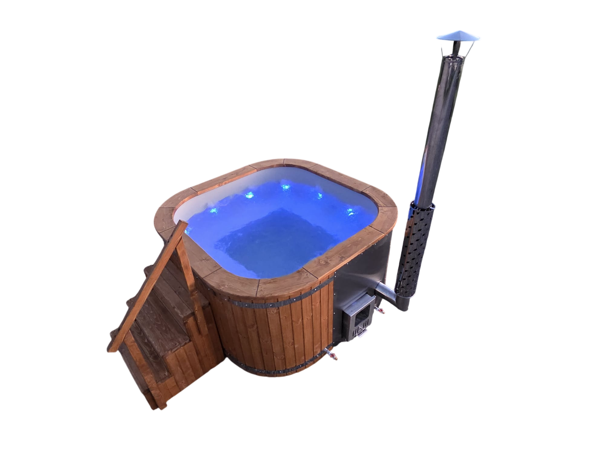 Jacuzzi pătrat cu sobă încorporată / capac izolat - imagine 5