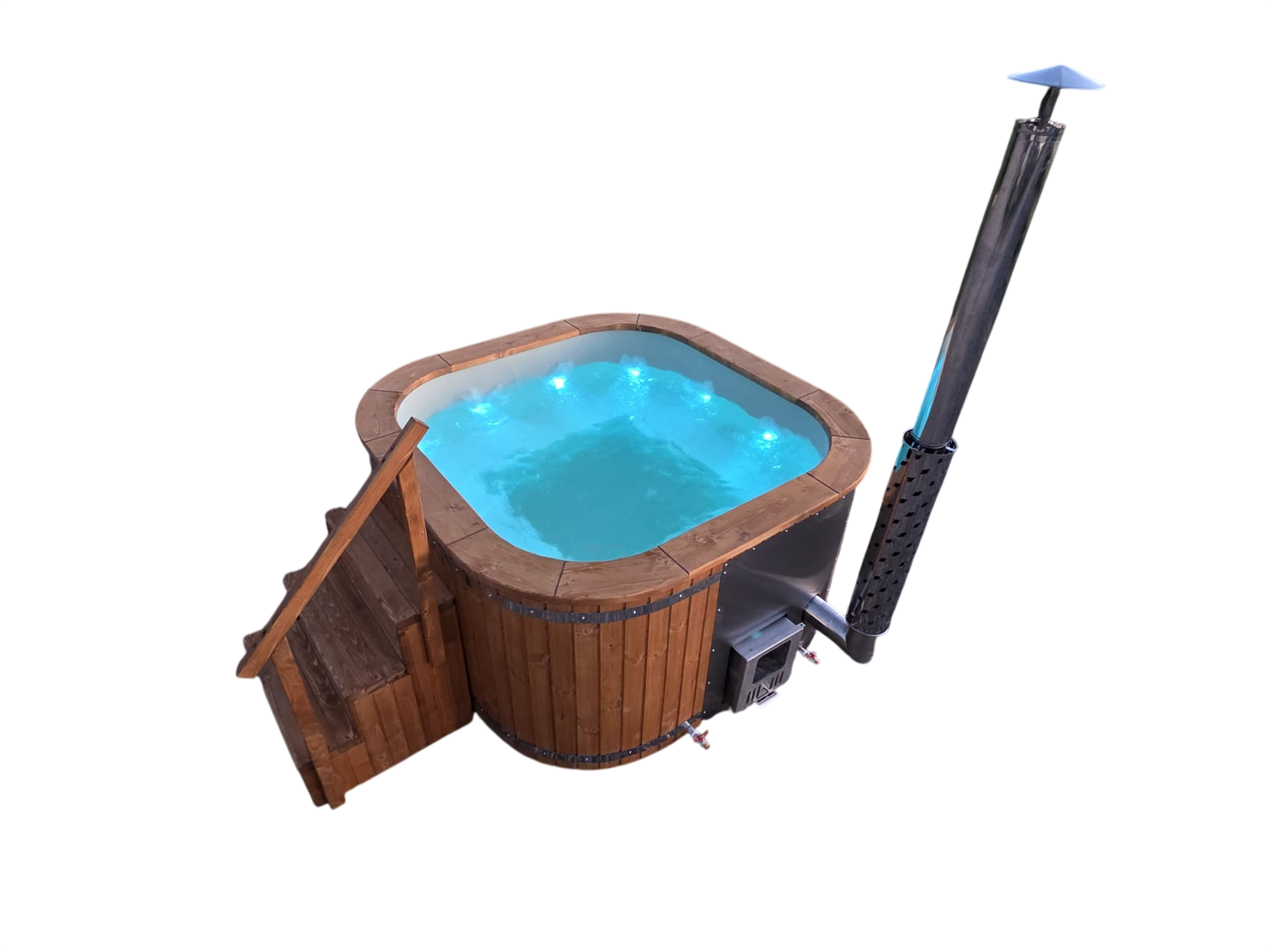 Jacuzzi pătrat cu sobă încorporată / capac izolat - imagine 6