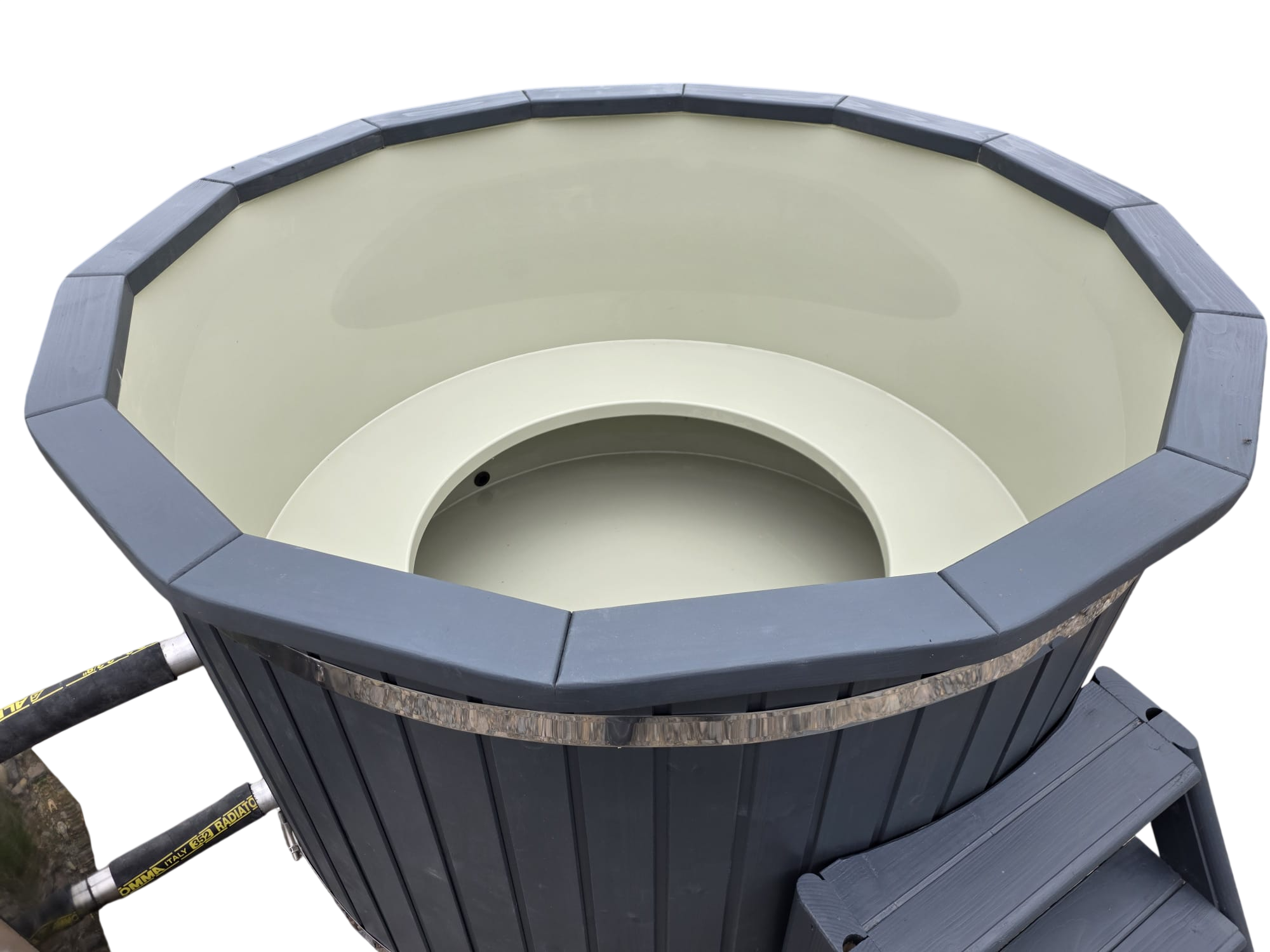 Ciubăr rotund din plastic cu sobă exterioară / fără capac 1 - imagine 5
